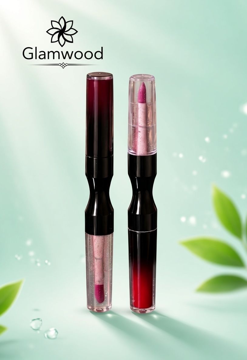 Glamwood Premium 2-in-1 Dual-Ended Lipstick & Gloss (Pack of2) (Red & Maroon, Glitter Gloss, 10 ml)