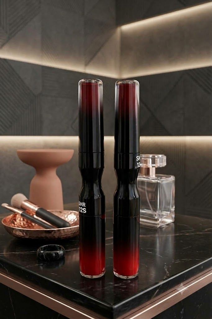 Glamwood Premium 2-in-1 Dual-Ended Lipstick & Gloss (Pack of2) (Red & Maroon, Glitter Gloss, 10 ml)