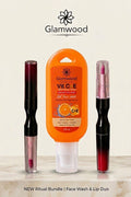 Glamwood Vit C + E Face Wash & Lip Duo – Bright Booster Skincare & Lip Makeup Bundle
