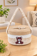 Cute Teddy Rope Storage Basket with Handle – Stylish Multipurpose Storage Organizer