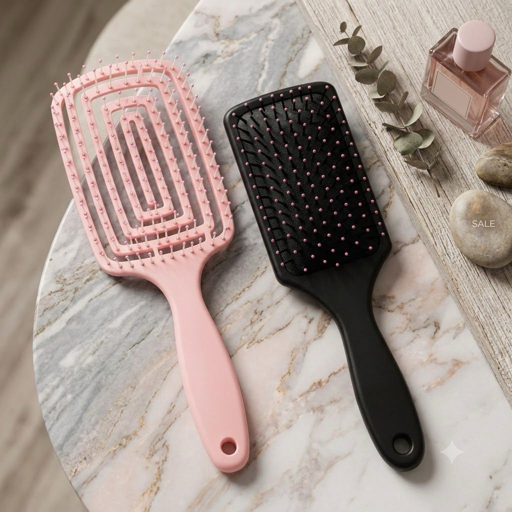 Glamwood Detangling Paddle Hair Brush – Easy Hair Styling & Gentle Detangling